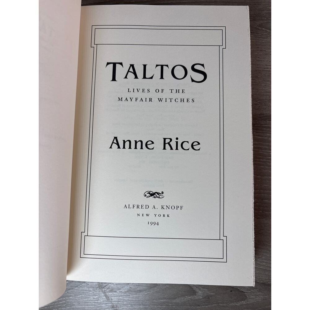 Taltos: Lives of the Mayfair Witches - Hardcover By Rice, Anne- Signed- EUC 1994 - Picture 6 of 8